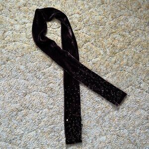 Y2K Brown Beaded Velvet Scarf